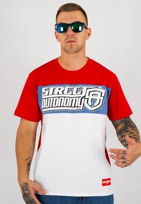T-shirt Street Autonomy Raceing biało czerwony